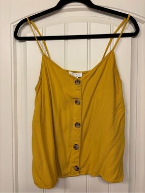 URBAN Romantics Mustard Button-Front Spaghetti Strap Camisole